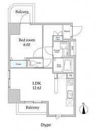 スカイグランデ新御徒町 1LDKの間取図画像