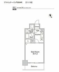 プライムアーバン門前仲町 1Kの間取図画像