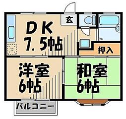 レーベン2 2DKの間取図画像
