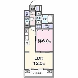 ベルヒルズノース 1LDKの間取図画像