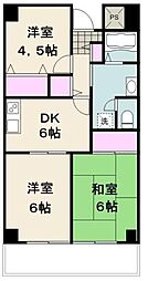 トップアイランドコーポ 3DKの間取図画像