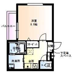 フジパレス西桜木町 1Kの間取図画像