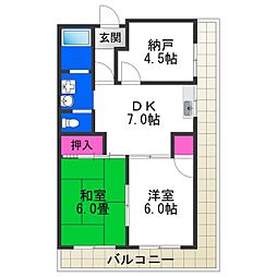 恒信ハイツ 3DKの間取図画像