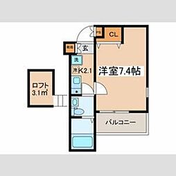 海老名市国分北1丁目アパート 1Kの間取図画像