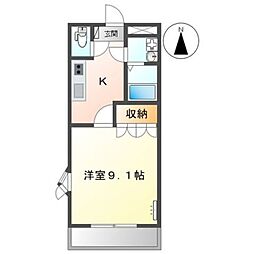 ファンタジーK2 1Kの間取図画像