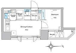 ルフォンプログレ門前仲町プレミア 4階1DKの間取り