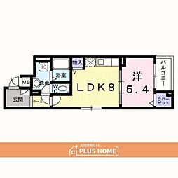 モンテリザイア紀和 1LDKの間取図画像