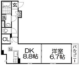 アドレス211 1DKの間取図画像