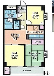 アーク新百合ヶ丘 3DKの間取図画像