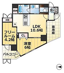 プリオーレ神戸大開通 1階2LDKの間取り