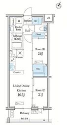 デュオフラッツ大宮 2LDKの間取図画像