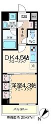 クラスタ越中島 1DKの間取図画像