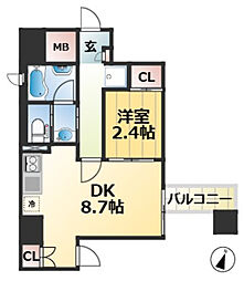 ネクストステージ神戸元町 9階1DKの間取り
