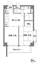 ラフォーレ江北 2DKの間取図画像
