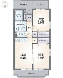 コンフォート荻素 2LDKの間取図画像