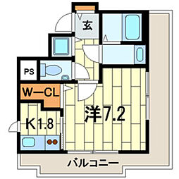 チェリーハウス6 1Kの間取図画像