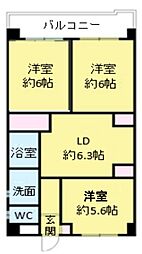 サンパーク三園 3DKの間取図画像