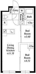 エルファーロ早稲田 2LDKの間取図画像