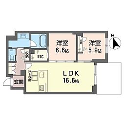 ソレイユ ルヴァン 2LDKの間取図画像