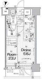 メイクス新中野アジールコート 6階1DKの間取り