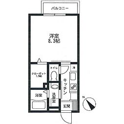 エクセル霞ケ丘 1Kの間取図画像