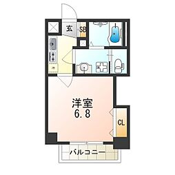 Luxe尼崎west 1Kの間取図画像