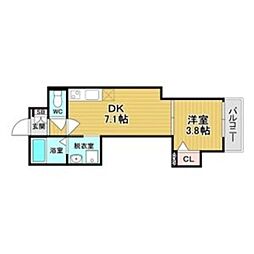 F asecia Pur 湊 1DKの間取図画像