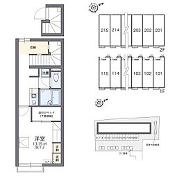 レオパレス旭ヒルズ2 1Kの間取図画像