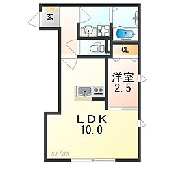 泉大津市東港町アパート 1LDKの間取図画像