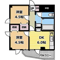 HousekuliR 2DKの間取図画像