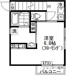 ゾンターク下北沢 2階1Kの間取り
