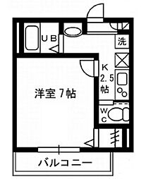 ヴィラアイビー 1Kの間取図画像