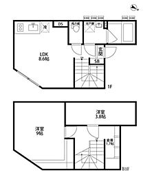 オークレスト下目黒 2LDKの間取図画像