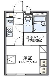 レオパレスビューテラス 2階1Kの間取り