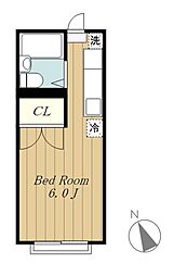 エステートピア忠生 1Kの間取図画像