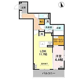 RESIDENCE KAZE 楓 1LDKの間取図画像