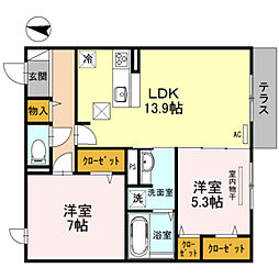セジュール春日 2LDKの間取図画像
