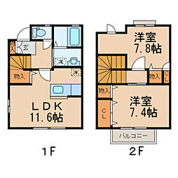 ヴィーブルコートA 2LDKの間取図画像