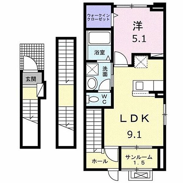 グリーンピア　Ａ 301｜新潟県新潟市中央区上所上１丁目(賃貸アパート1LDK・3階・44.85㎡)の写真 その2