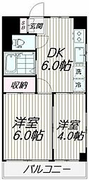 コーポエトワール 2DKの間取図画像