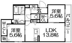 パルク・ブリーゼ 2LDKの間取図画像