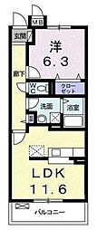 パレス宮戸 1LDKの間取図画像