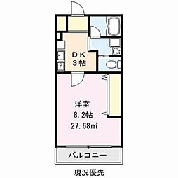カーサドマーニ 1Kの間取図画像