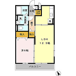 スカイハイツ 1LDKの間取図画像
