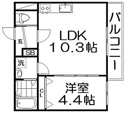 ソリティア光善寺 1LDKの間取図画像