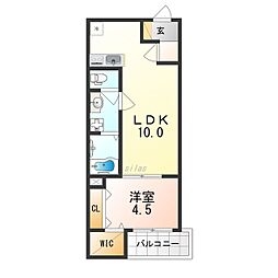 松原市高見の里2丁目アパート 1LDKの間取図画像