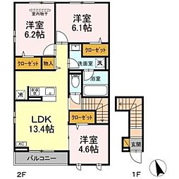 フルールA 3LDKの間取図画像