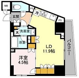 リーラ品川戸越 1LDKの間取図画像