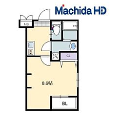 神戸市西神・山手線 妙法寺駅 徒歩6分の賃貸アパート 3階1Kの間取り