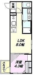 rh 西国立(アールエイチ クニタチ) 1LDKの間取図画像